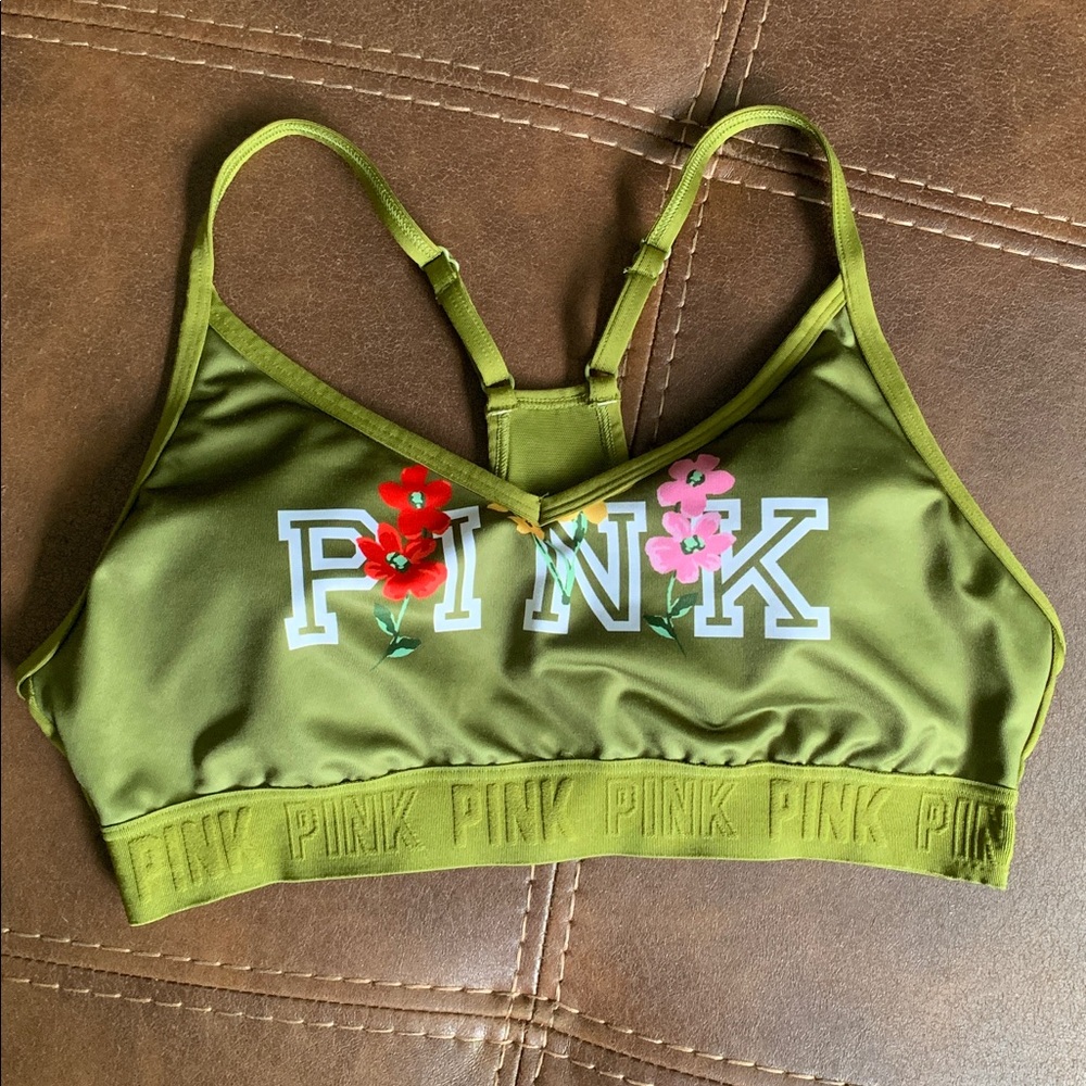 Green PINK Sports Bra